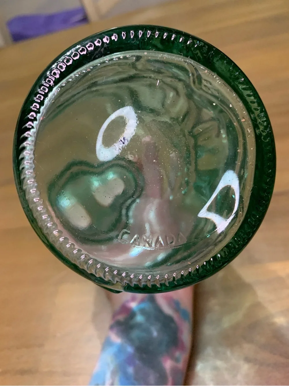 Vintage Libbey Embossed Green Bottle